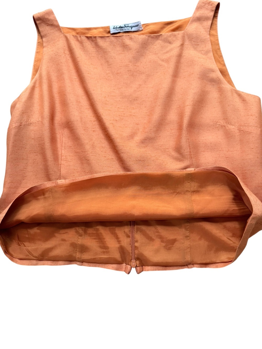 Vintage Salvatore Ferragamo Copper Textured Sleeveless Shell Top Made in Italy - Picture 5 of 8